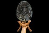 Septarian Dragon Egg Geode - Black Crystals #78547-2
